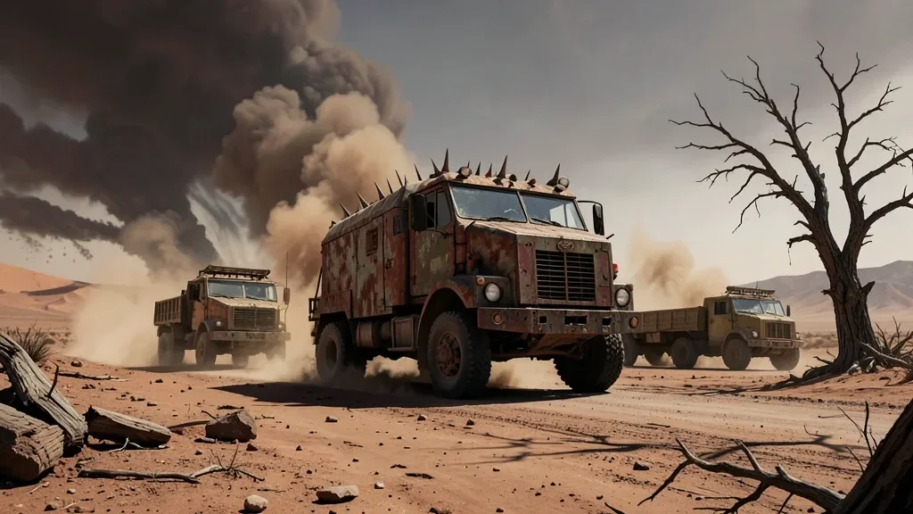 Post-Apocalyptic Convoy Concept Art — image prompt preview