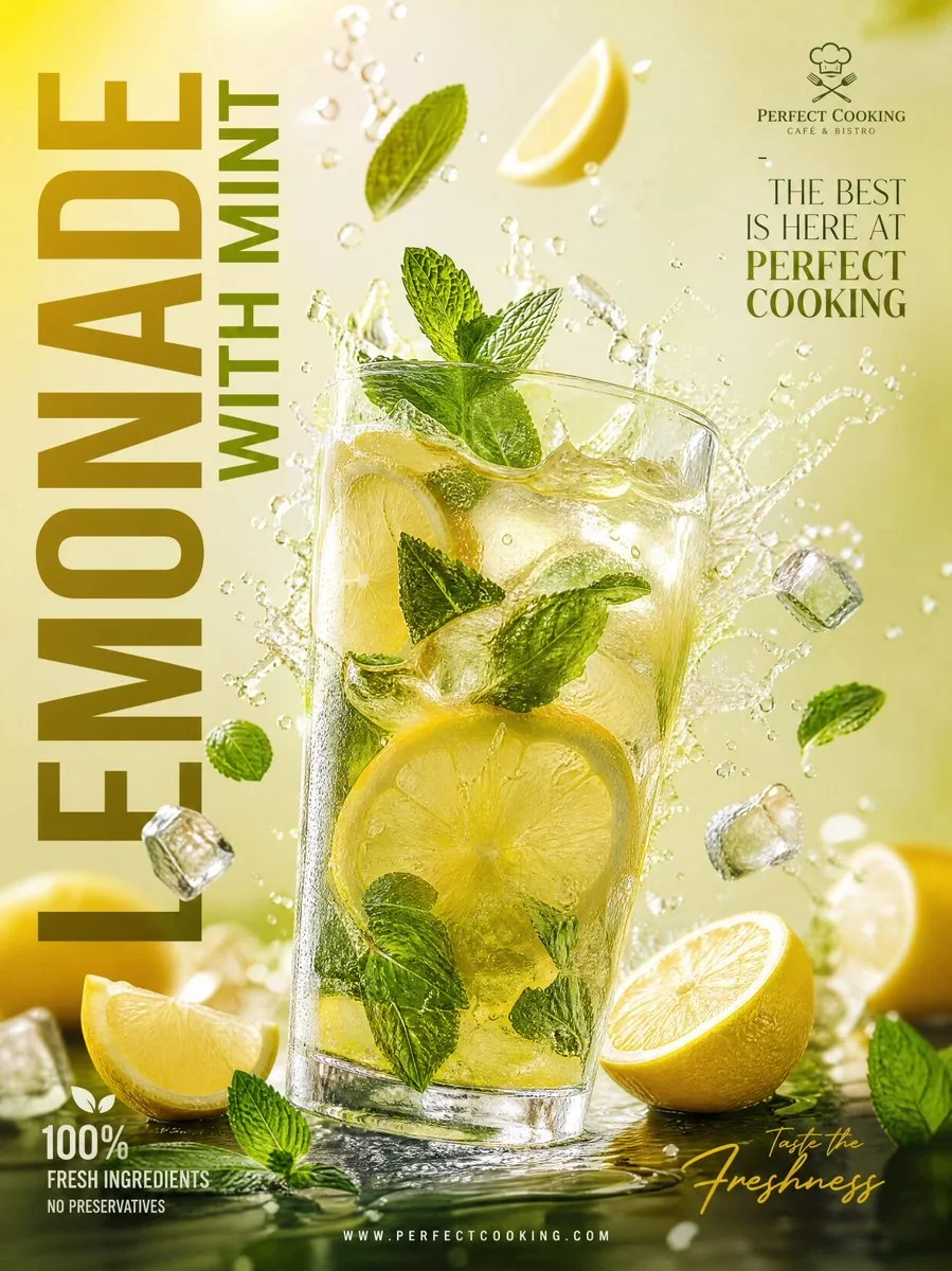 Premium Lemonade Advertisement Poster Design — image prompt preview