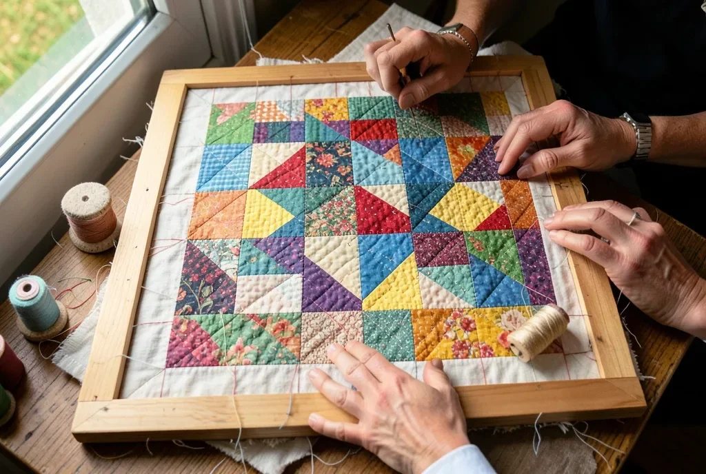 Quilting Bee at a Frame — image prompt preview
