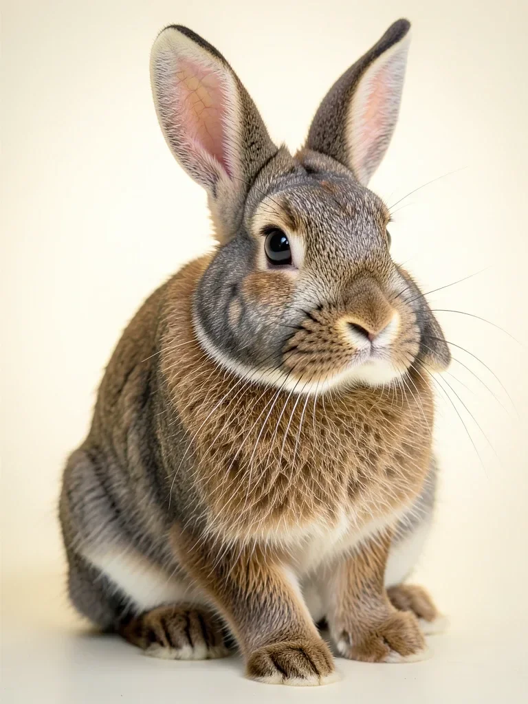 Rabbit Studio Portrait on Cream — image prompt preview