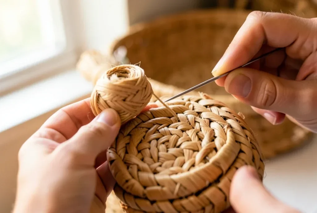 Raffia Basket Coiling Stitch — image prompt preview