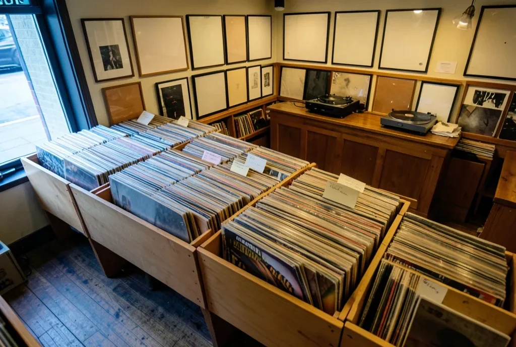 Record Store Browsing Bins — image prompt preview