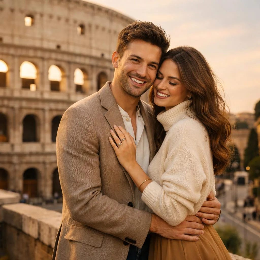 Romantic Professional Travel Photoshoot In Rome Featuring — image prompt preview
