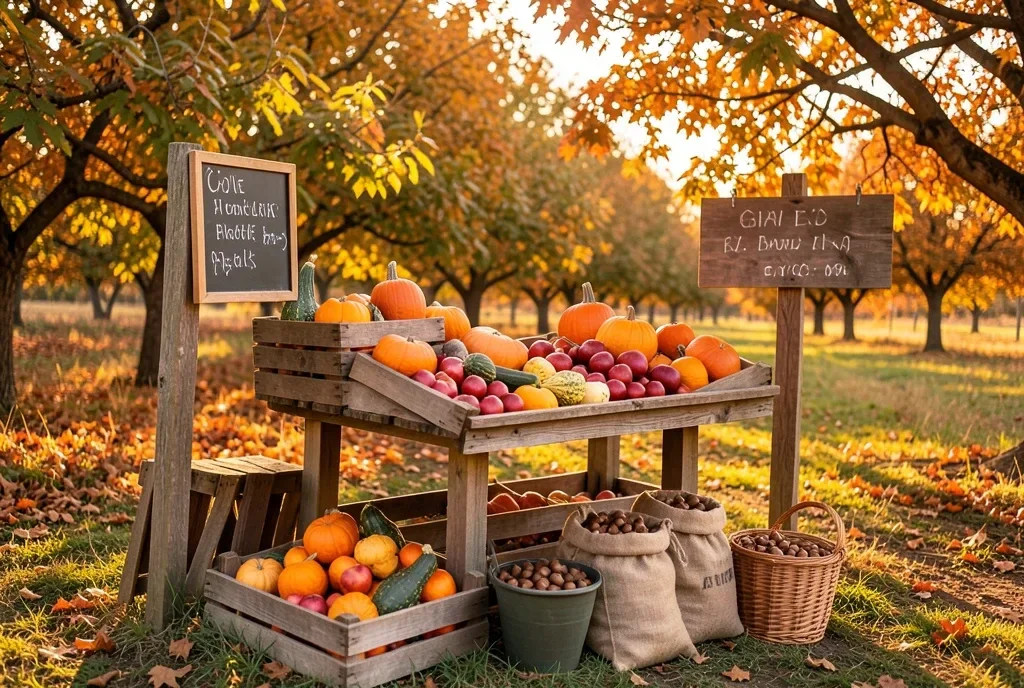 Rustic Farm Stand with Autumn Produce — image prompt preview