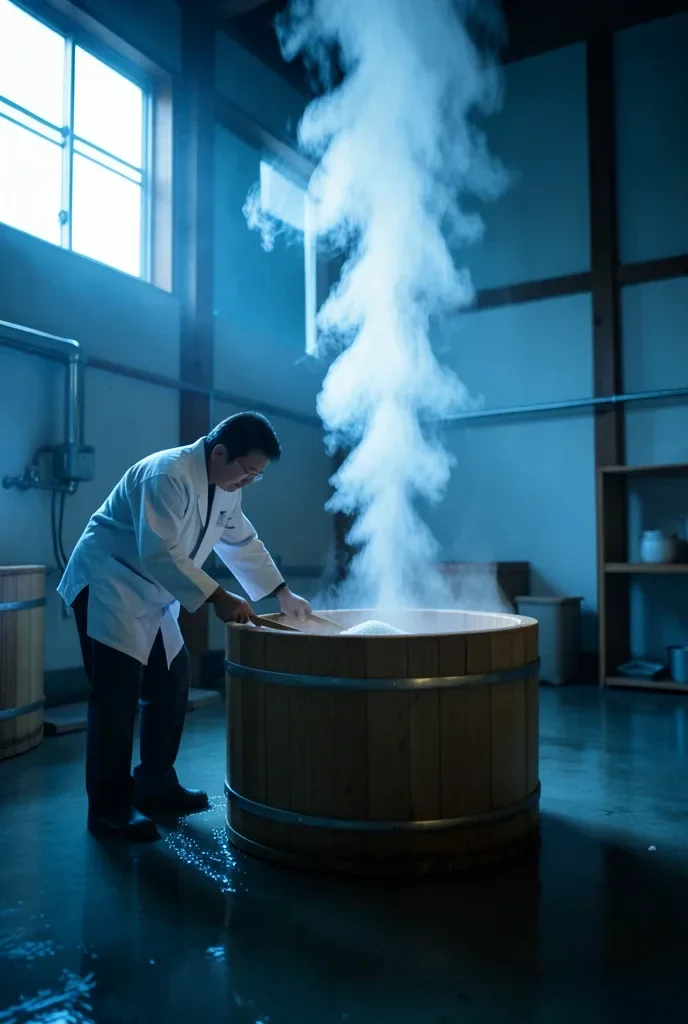 Sake Rice Steaming in a Wooden Koshiki — image prompt preview
