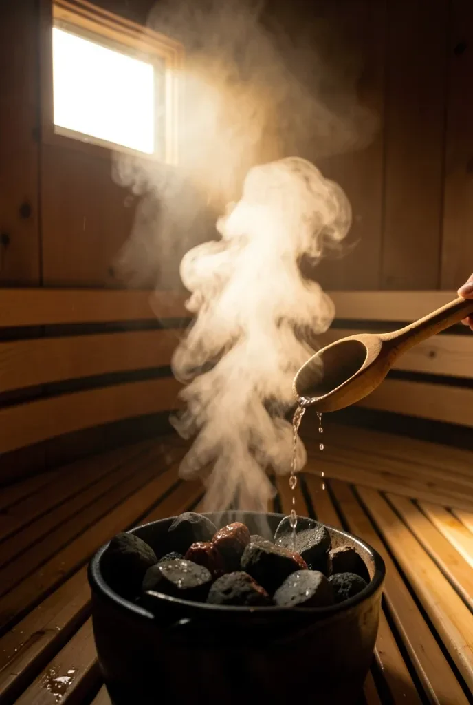 Sauna Steam from a Wooden Ladle — image prompt preview
