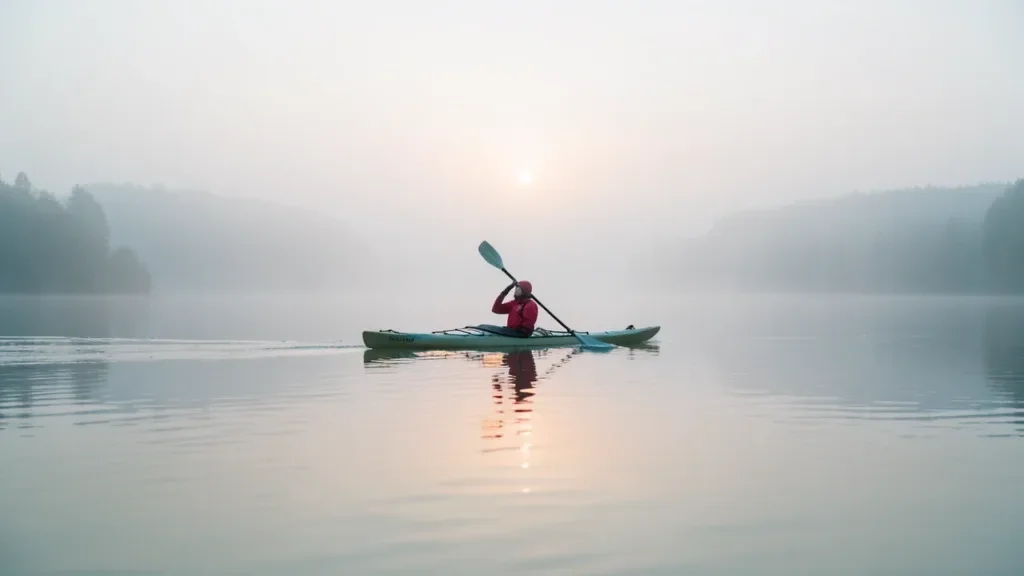 Sea Kayak on a Foggy Morning Lake — image prompt preview