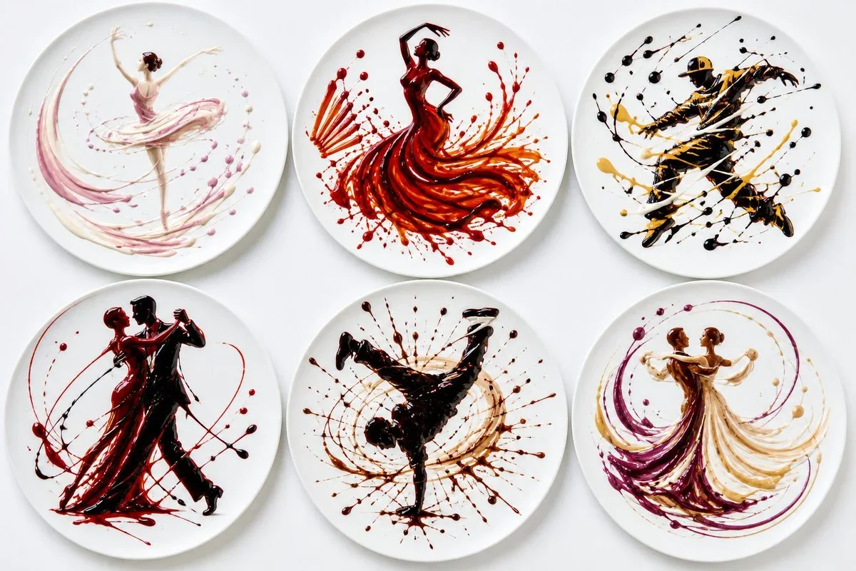 Six Round White Plates — image prompt preview