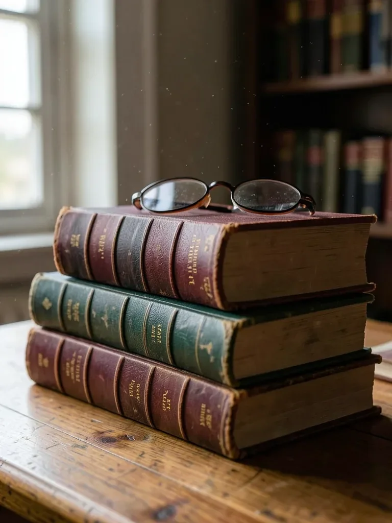 Stack of Old Leather-Bound Books — image prompt preview