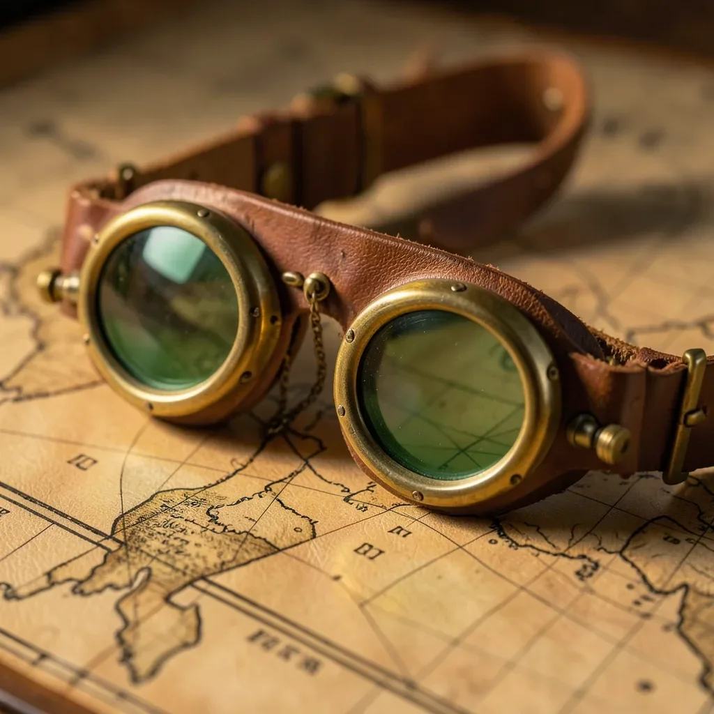 Steampunk Aviator Goggles Close-Up — image prompt preview