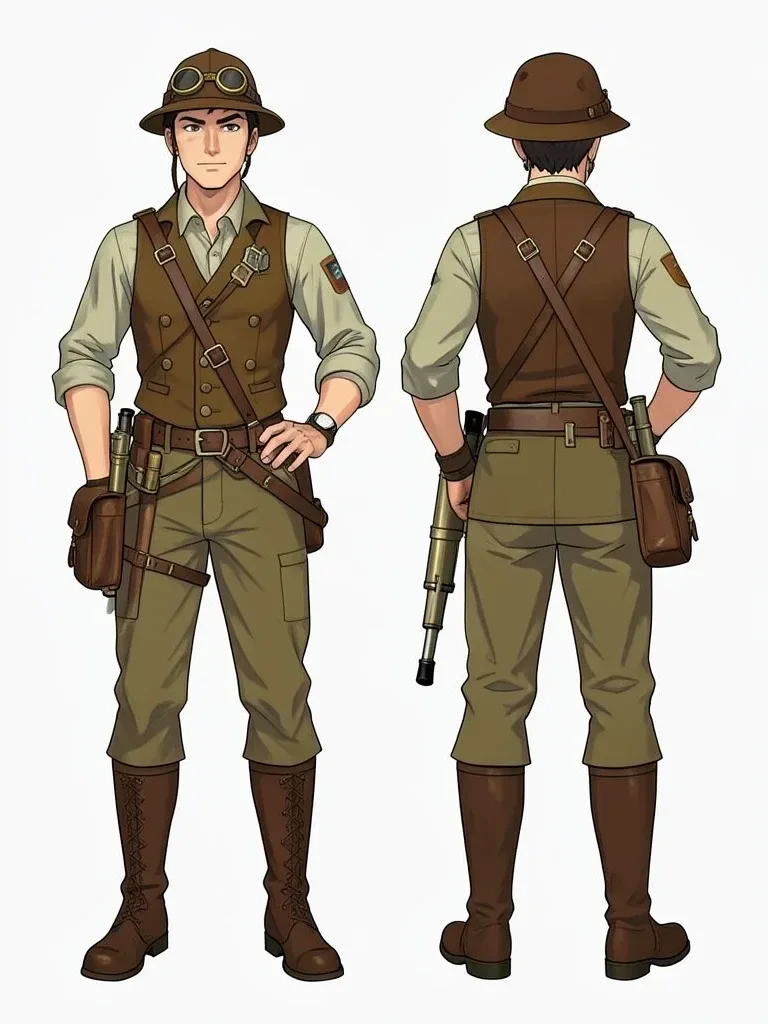 Steampunk Explorer Character Sheet — image prompt preview