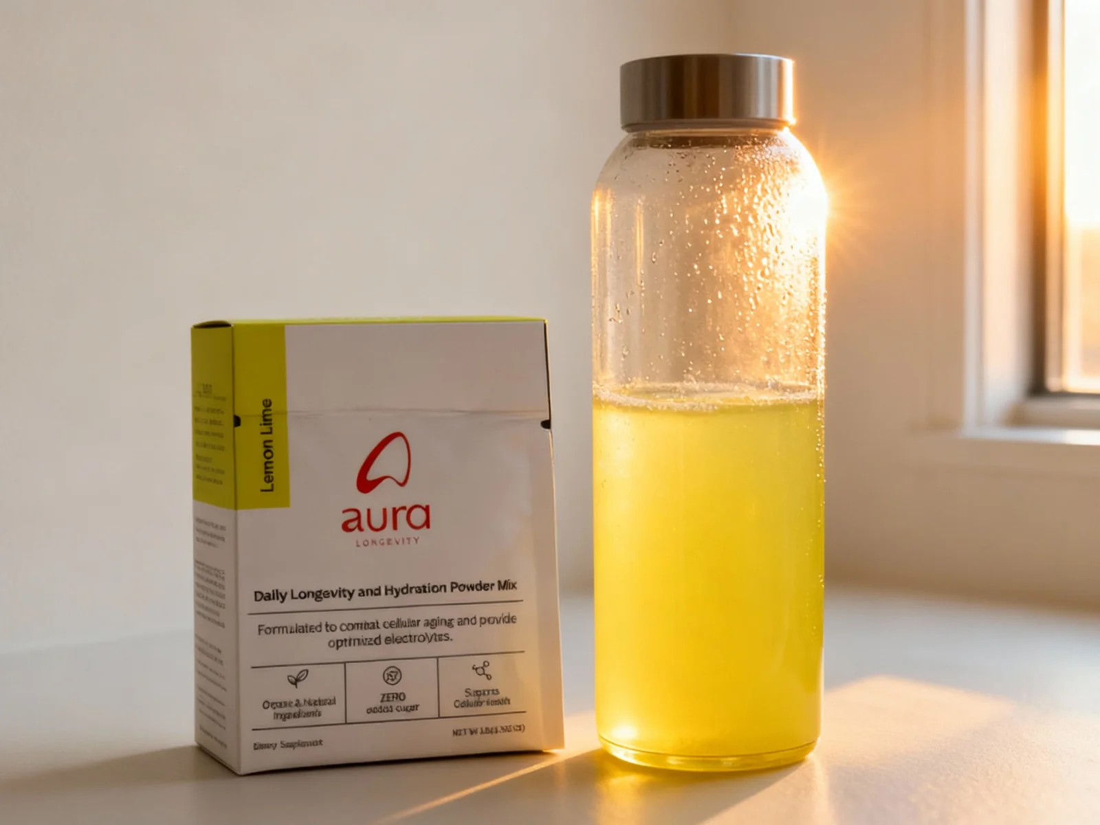 Studio Product Photography Of Aura Longevity Lemon — image prompt preview