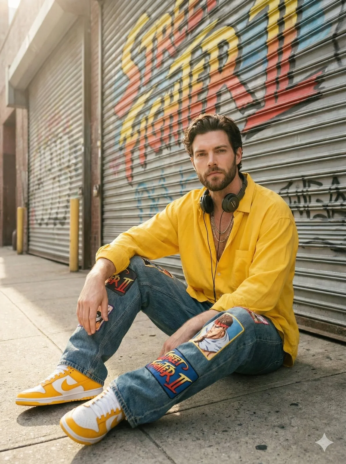 Sunlit Urban Streetwear Portrait Of A Stylish — image prompt preview