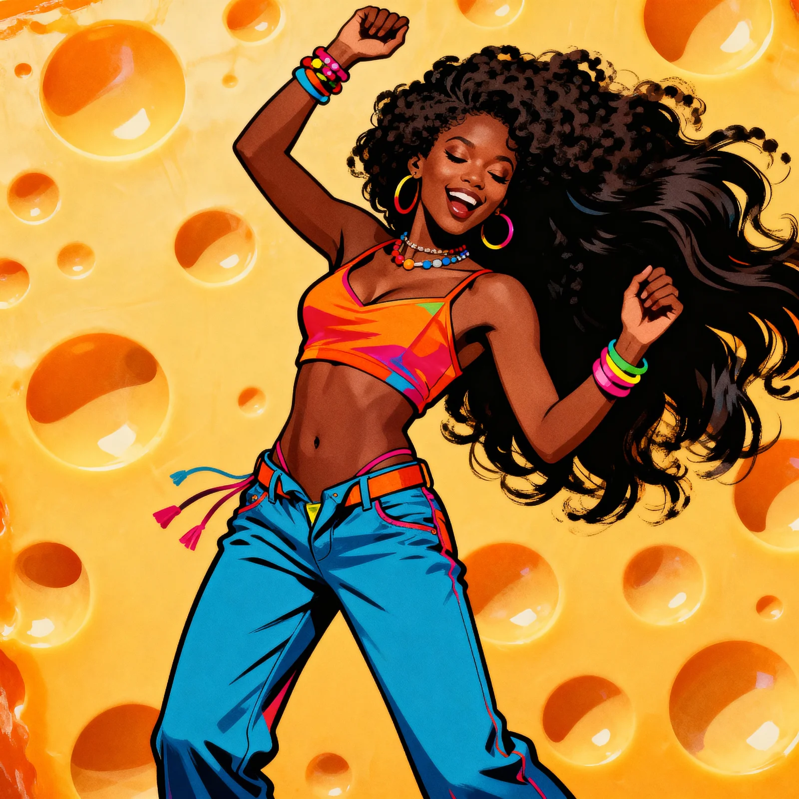 Thigh-Up Portrait Of A Beautiful Black Woman — image prompt preview