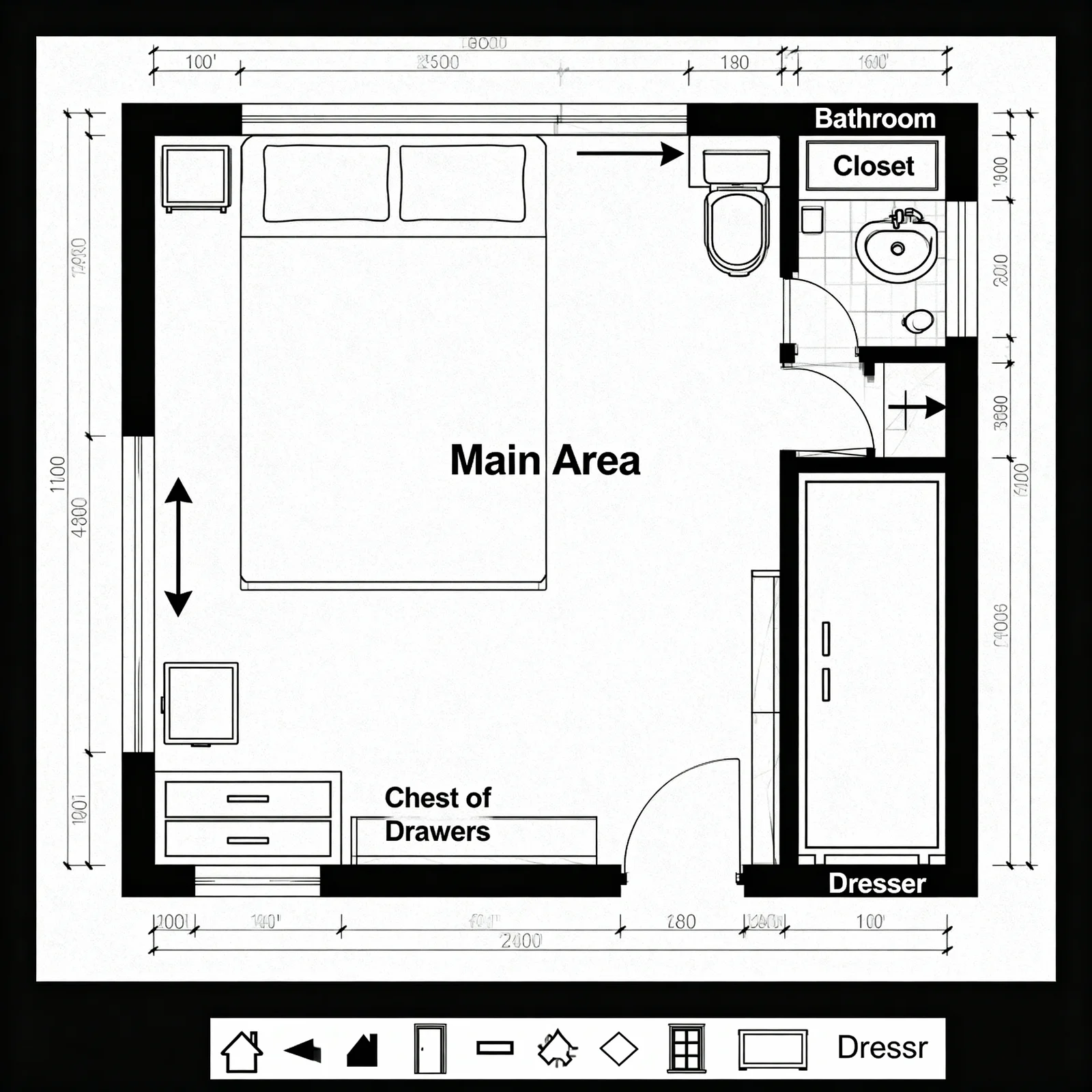 Furnished Studio Floor Plan — image prompt preview