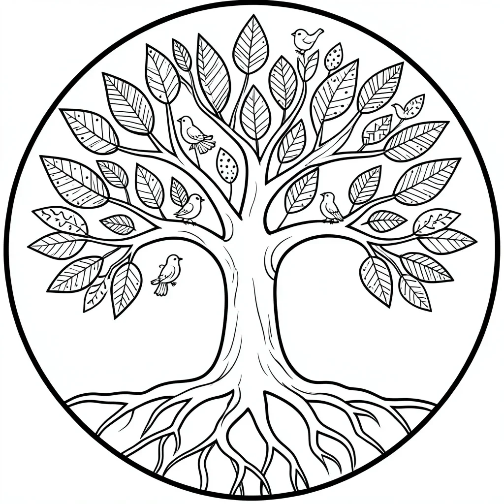 Tree of Life Coloring Page — image prompt preview
