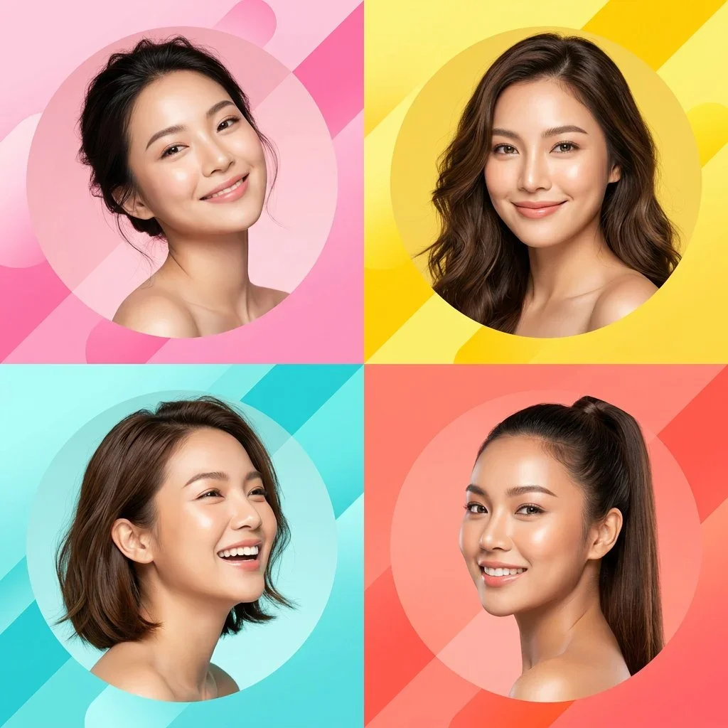 Ultra-Modern High-End Skincare Advertising Collage Featuring Four — image prompt preview