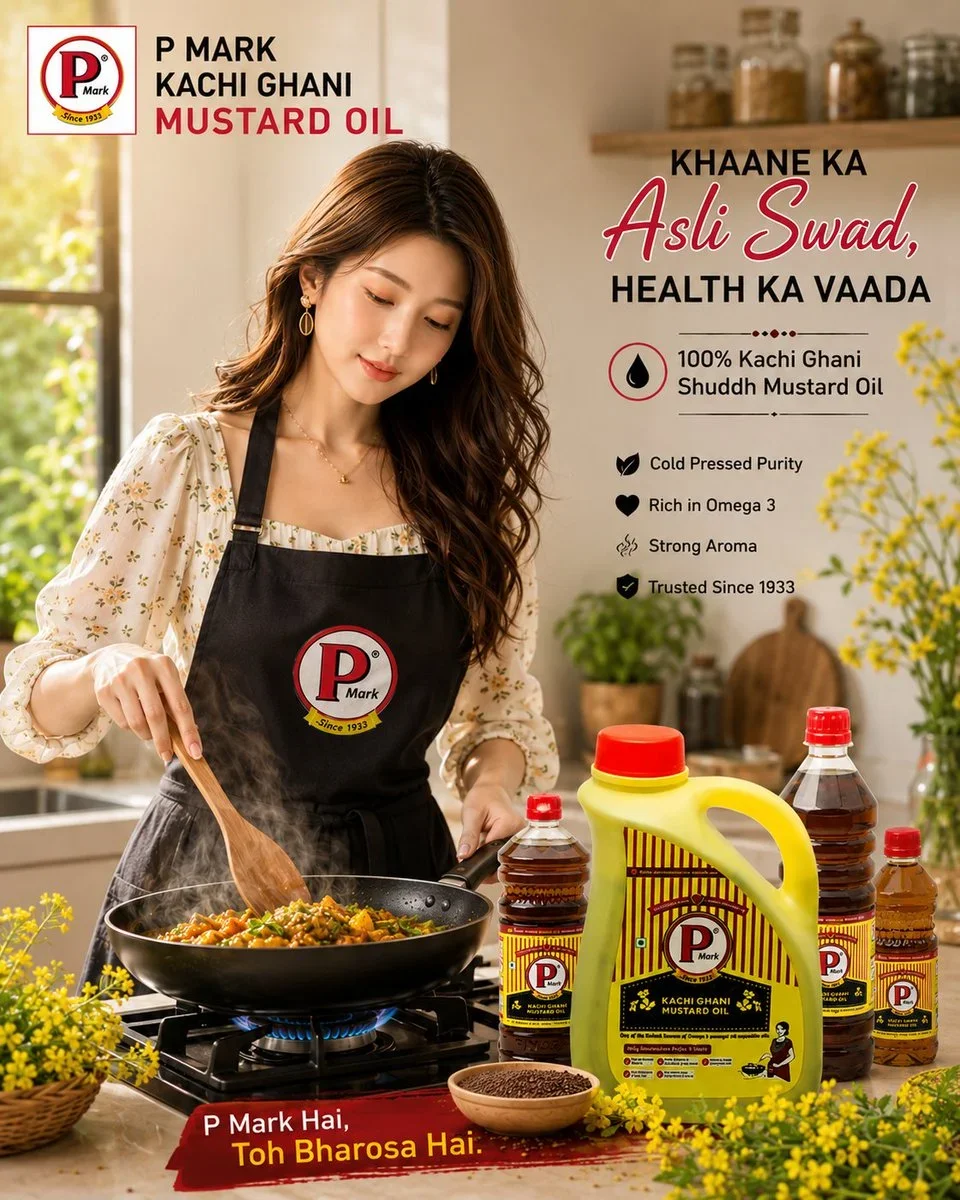 Ultra Realistic Premium Indian Mustard Oil Advertisement — image prompt preview