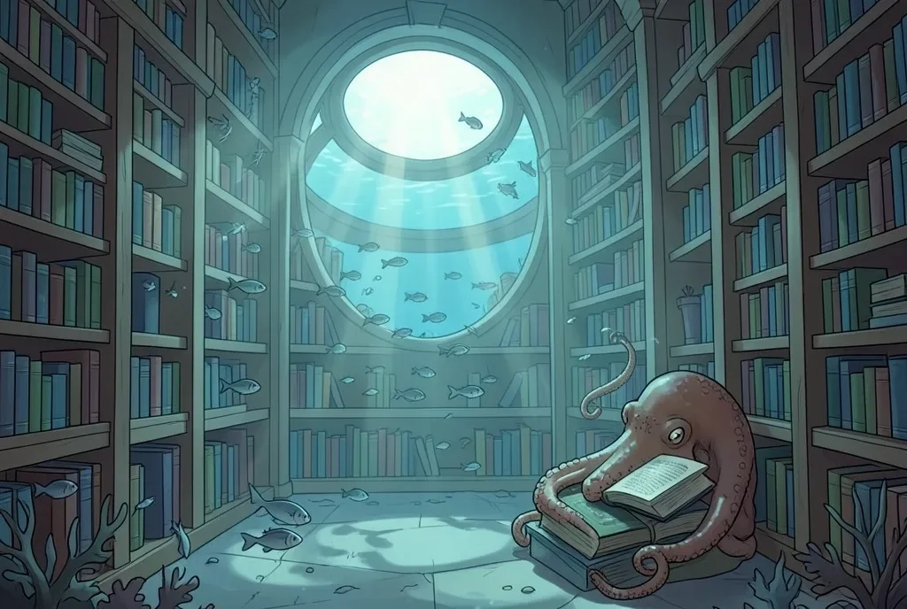 Underwater Library with Fish — image prompt preview