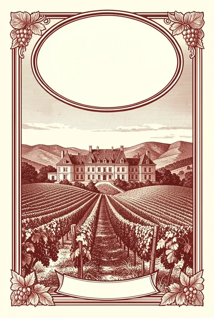 Vineyard Wine Label with Engraved Illustration — image prompt preview