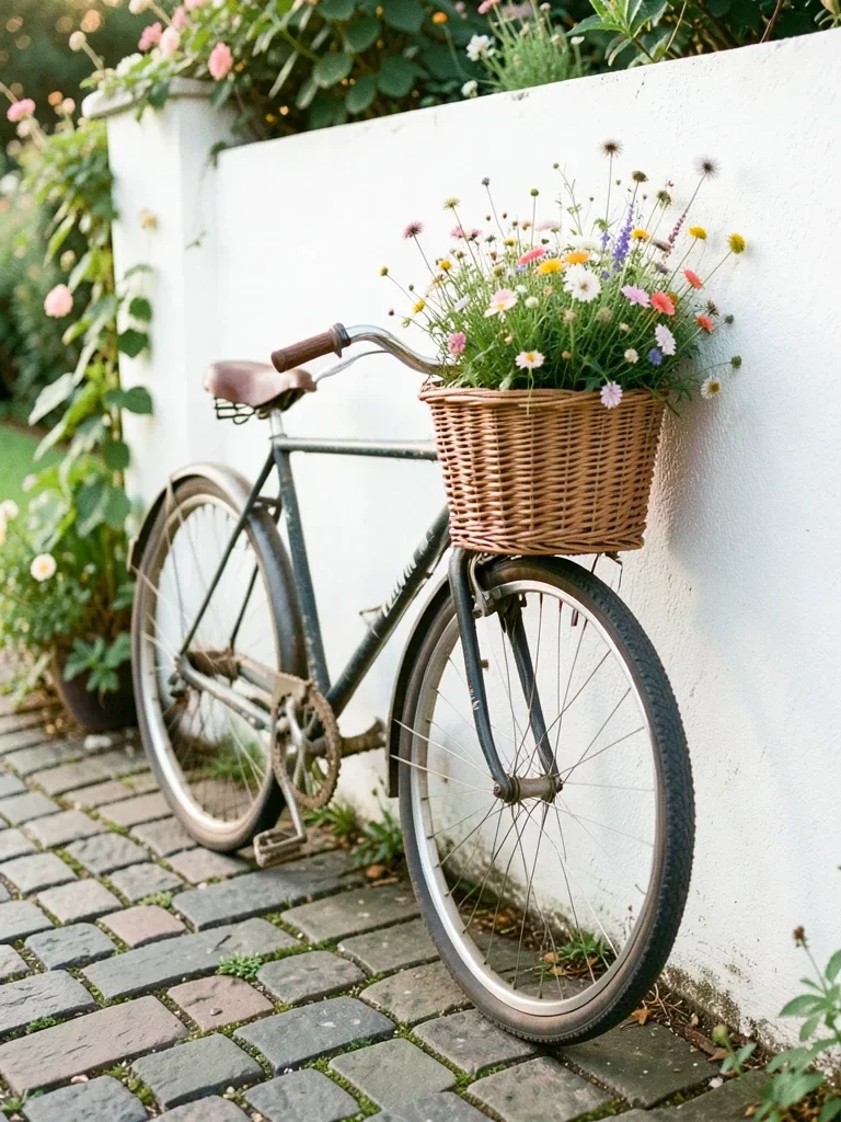 Vintage Bicycle with a Basket of Flowers — image prompt preview