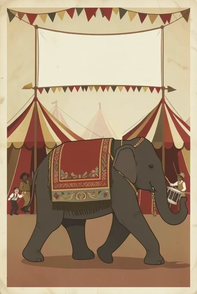 Vintage Circus Parade with Decorated Elephant — image prompt preview