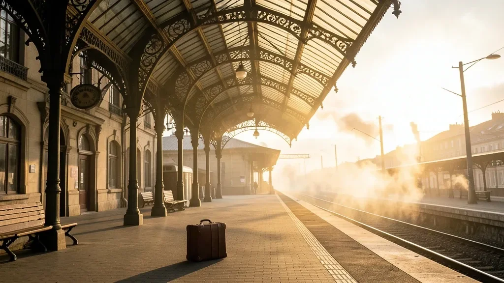 Vintage Railway Station at Dawn — image prompt preview