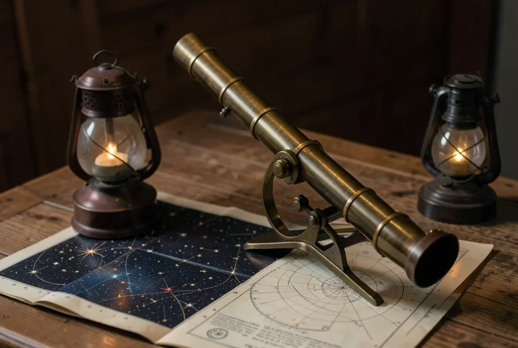 Vintage Telescope and Star Charts — image prompt preview