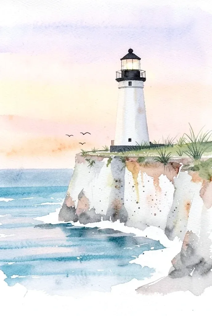 Watercolor Lighthouse Dawn — image prompt preview