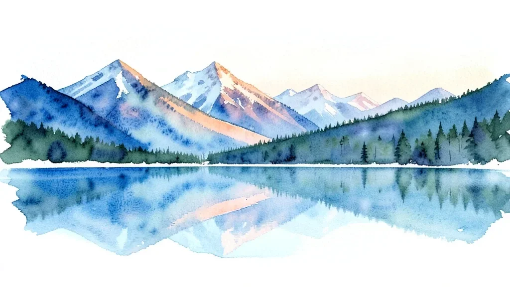 Watercolor Mountain Lake Reflection — image prompt preview