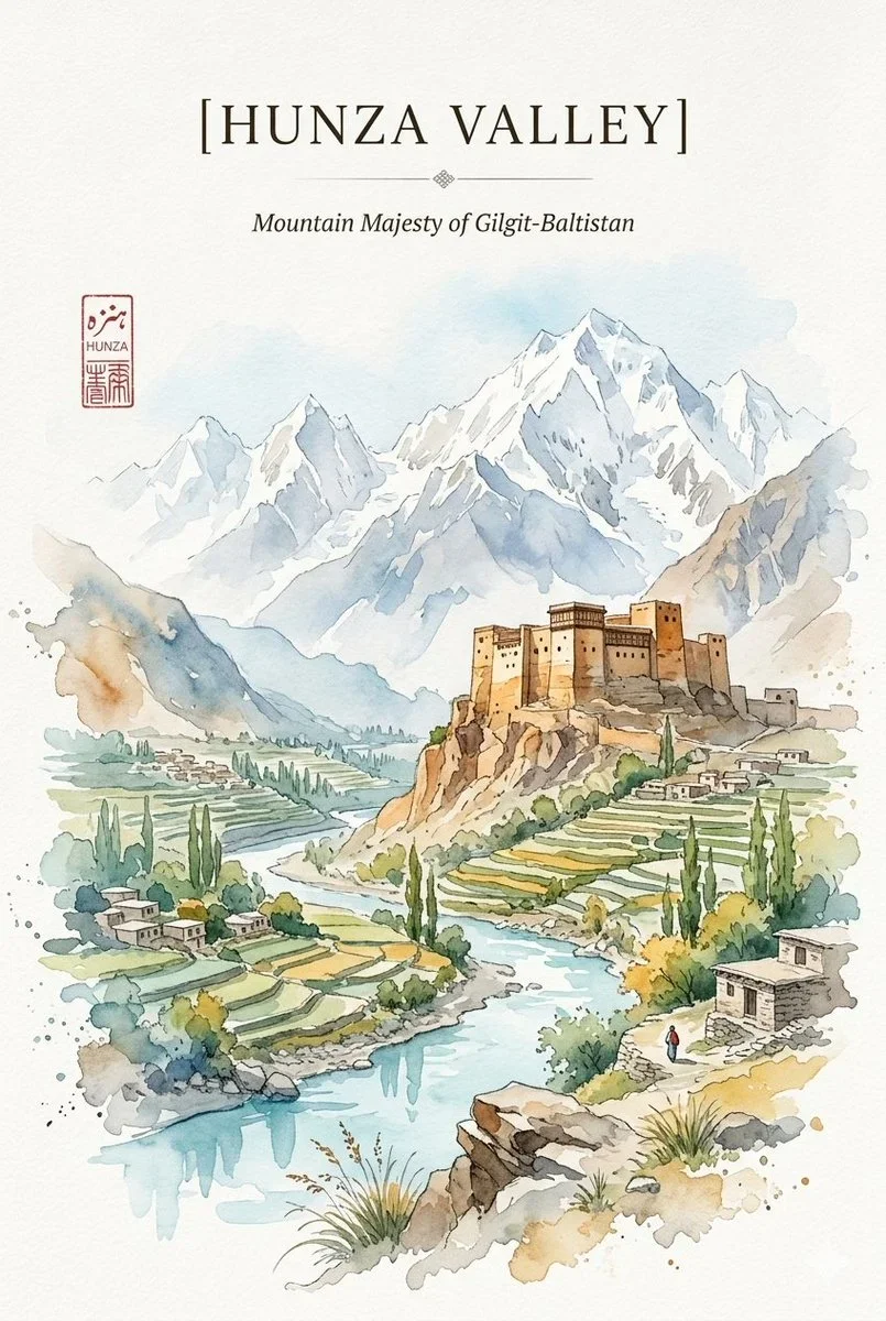 Watercolor Travel Poster That Harmonizes The Rugged — image prompt preview