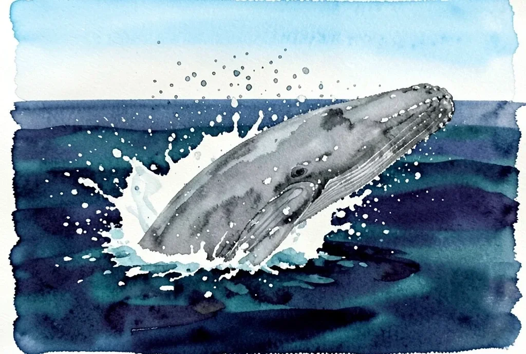 Watercolor Whale Ocean Splash — image prompt preview