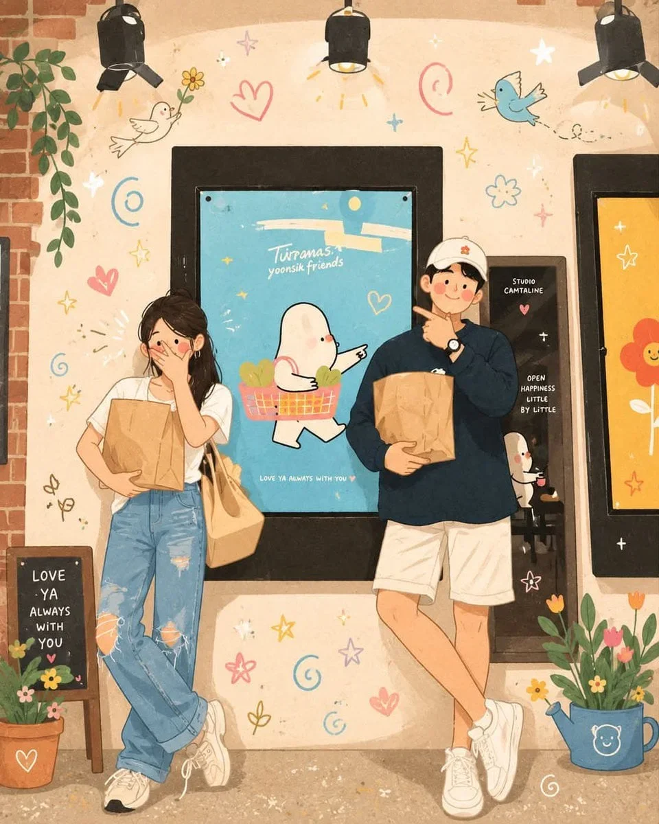 Whimsical Korean-Inspired Illustration — image prompt preview