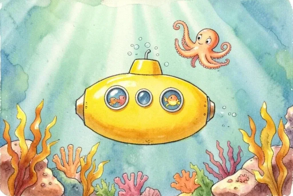 Whimsical Submarine Journey Under the Sea — image prompt preview
