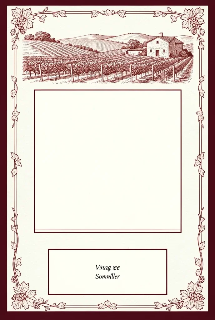 Wine List Cover with Engraved Vineyard — image prompt preview