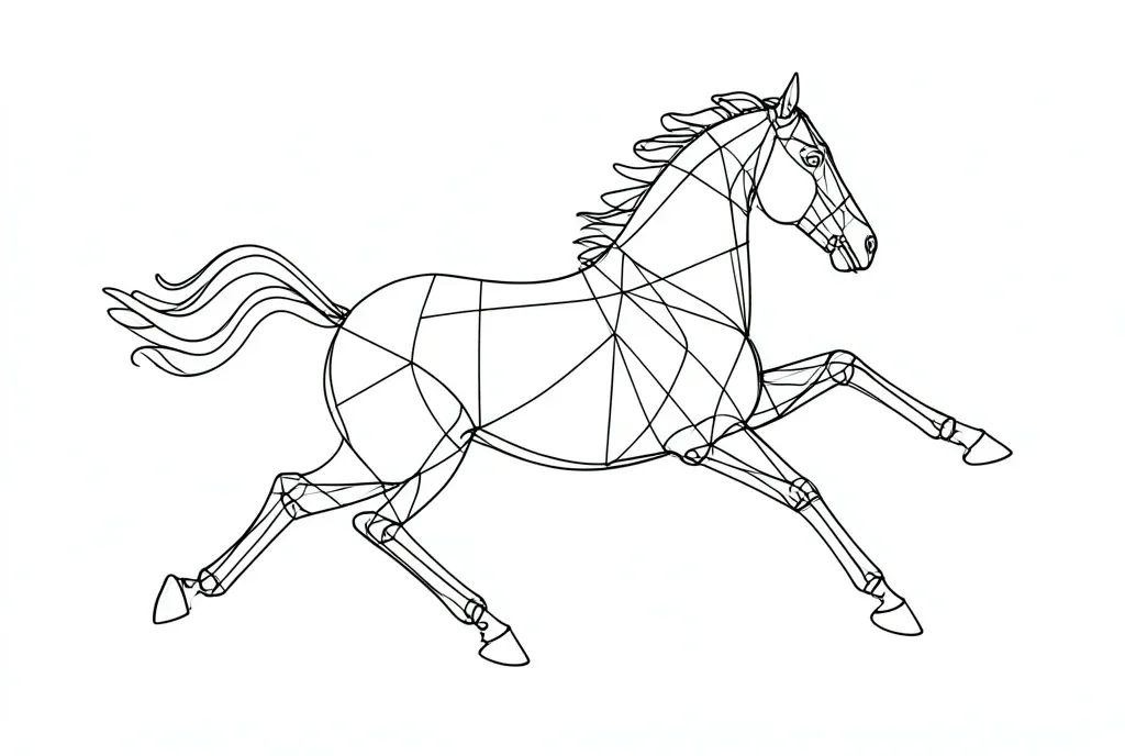 Wire-Sculpture Horse Galloping — image prompt preview