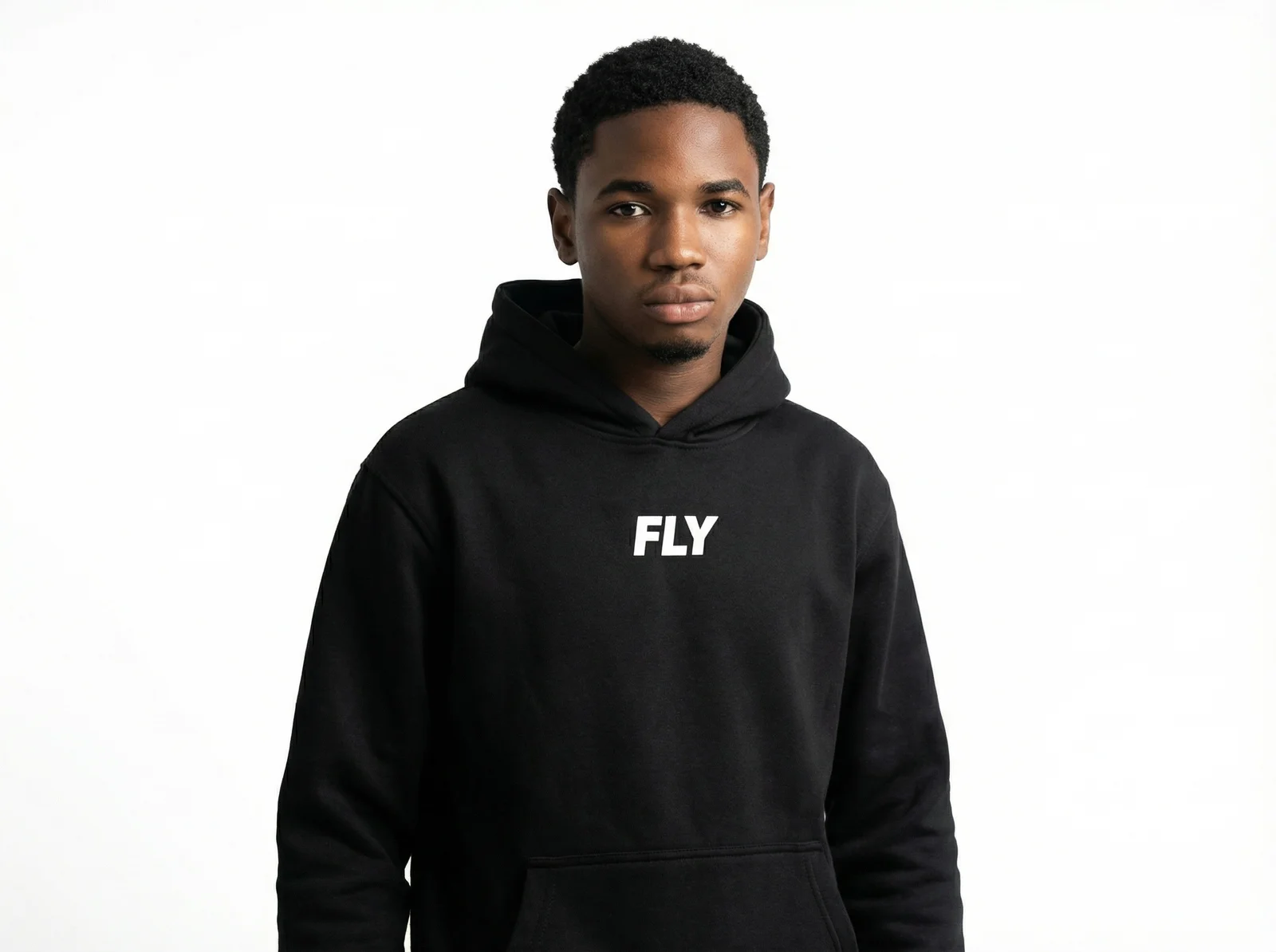 Young Black Man Wearing A Branded Black — image prompt preview