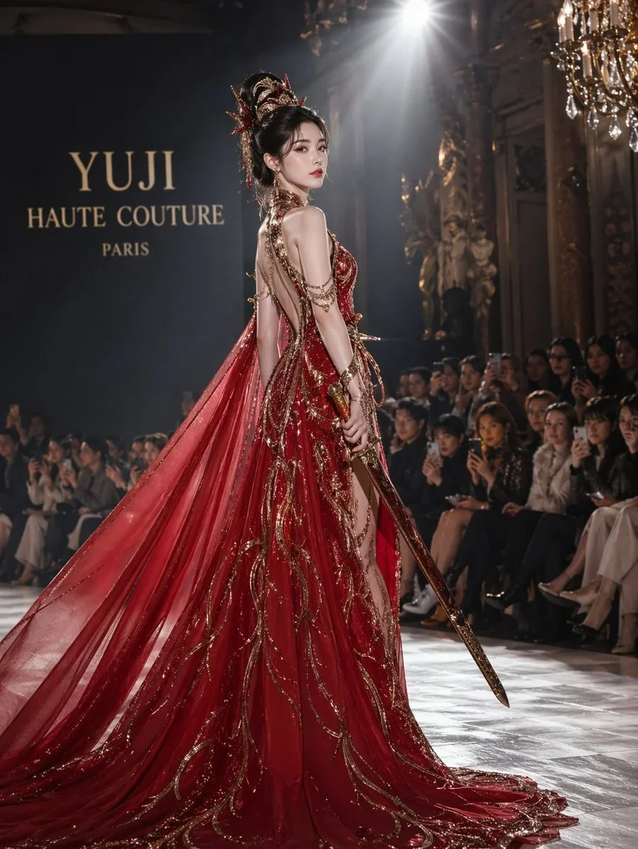 Yu Ji Tries On A Haute Couture — image prompt preview